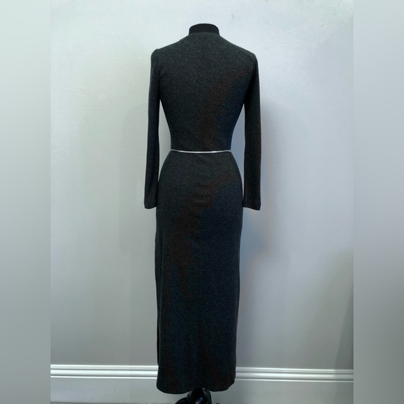 Very Rare Vintage Pamala O’Brien Charcoal Gray Long Belted Maxi Sweater-dress S - Picture 7 of 8
